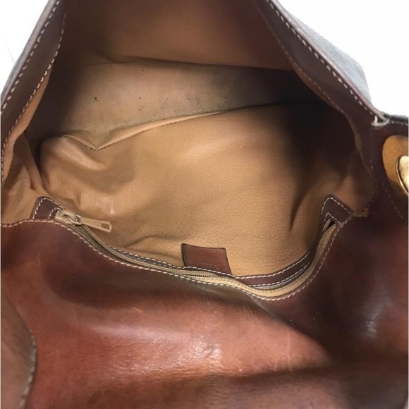 Céline Vintage Leather Trim Printed Shoulder Bag
